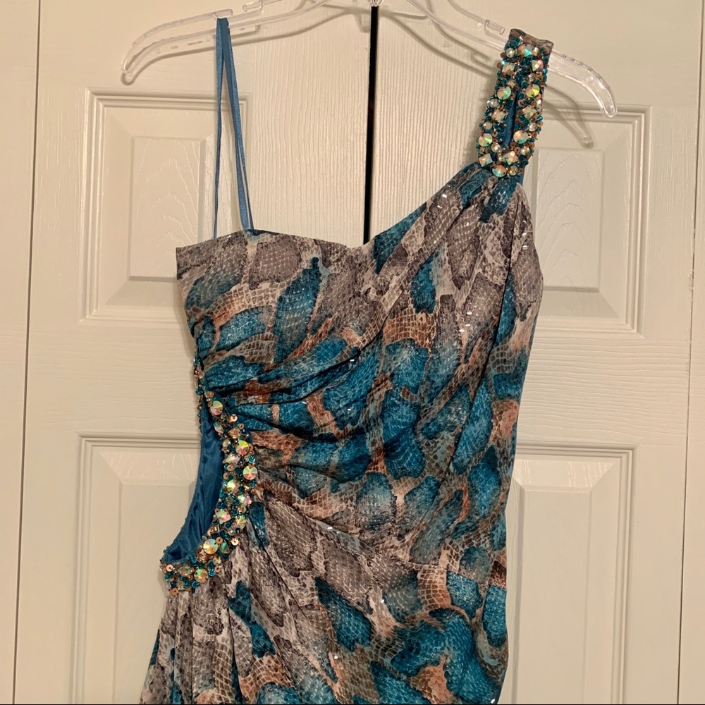 One Strap Snakeskin Prom Dress